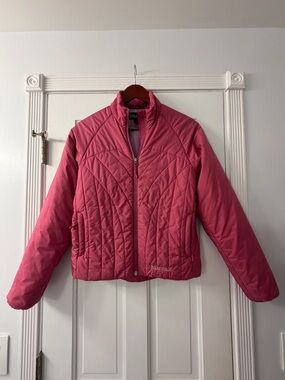Marmot Women's Pink Puffy Jacket with Quilted Trim